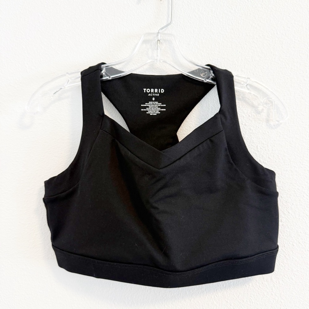 Torrid Low Impact V-Neck Sports Bra Black Size 0 (Large)